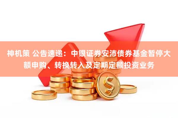神机策 公告速递：中银证券安沛债券基金暂停大额申购、转换转入及定期定额投资业务